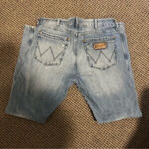 Wrangler Light Blue Slim Straight Jeans Distressed